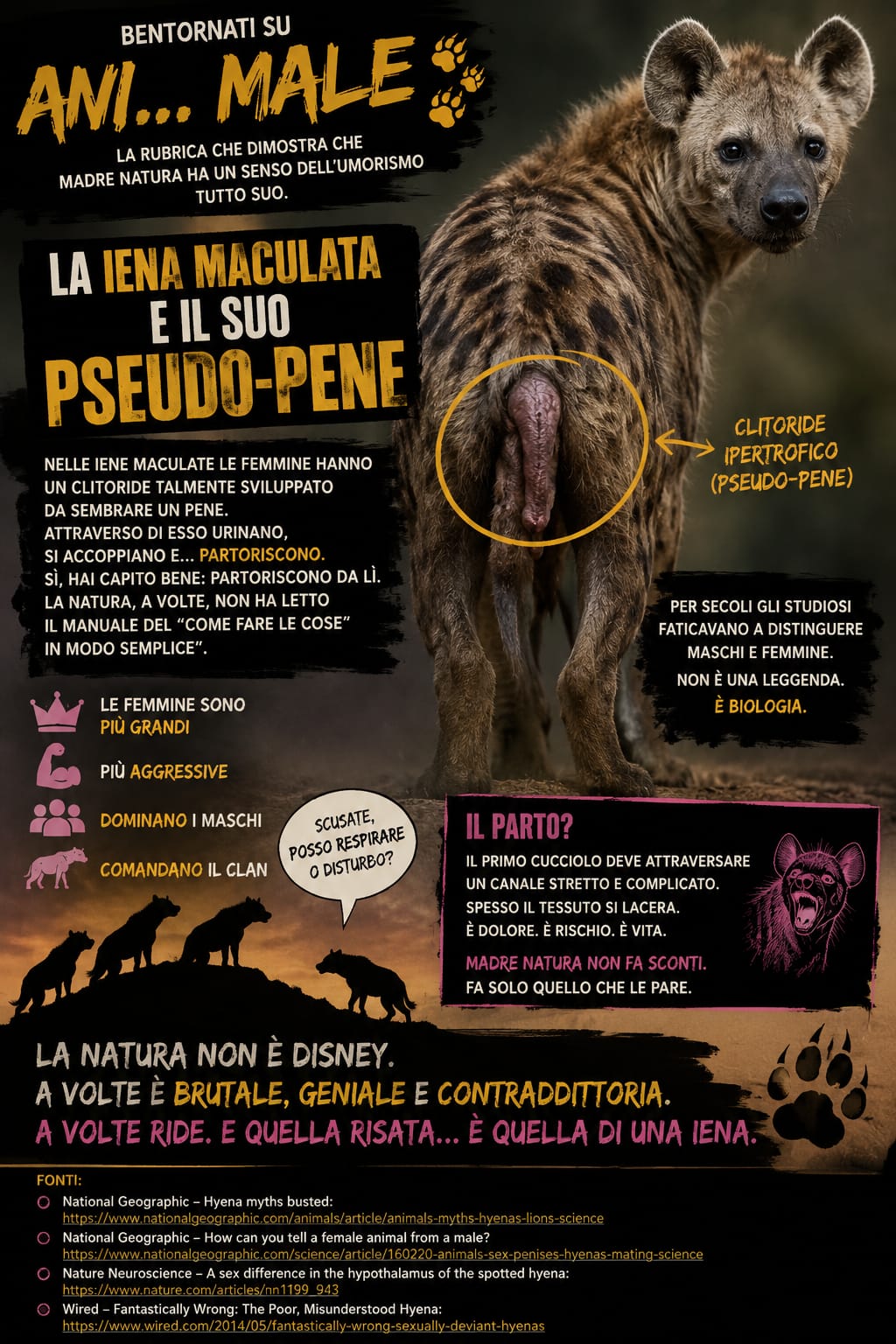 Ani… MALE – Dopo aver scoperto come vivono le iene, capirete perché si dice “LA” iena
