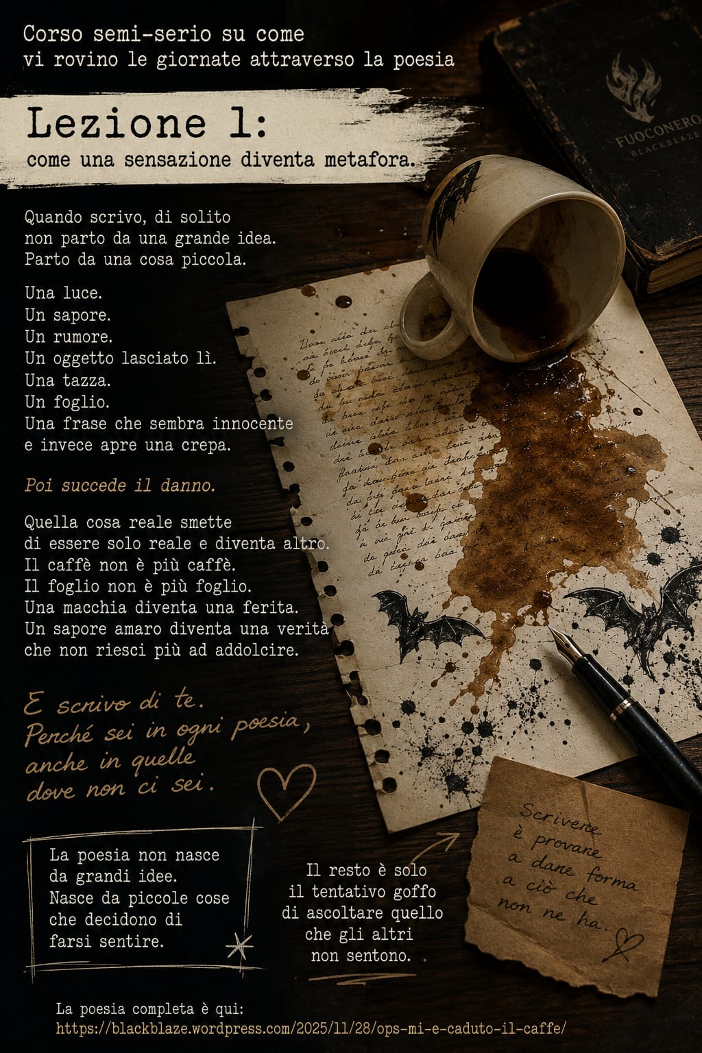 Corso semi-serio su come vi rovino le giornate attraverso la poesia Lezione 1: come una sensazione diventa metafora