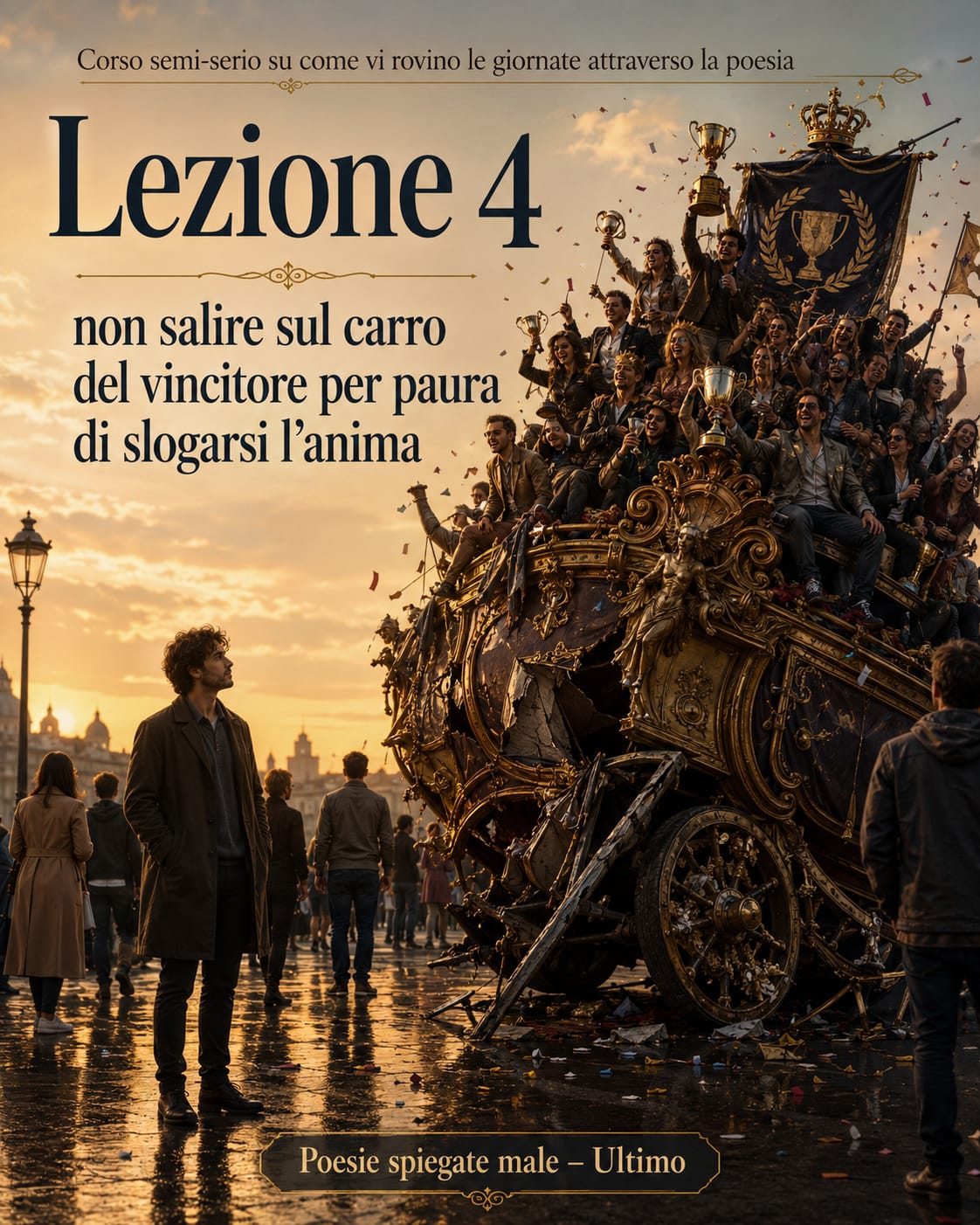 Corso semi-serio su come vi rovino le giornate attraverso la poesiaLezione 4: non salire sul carro del vincitore per paura di slogarsi l’anima