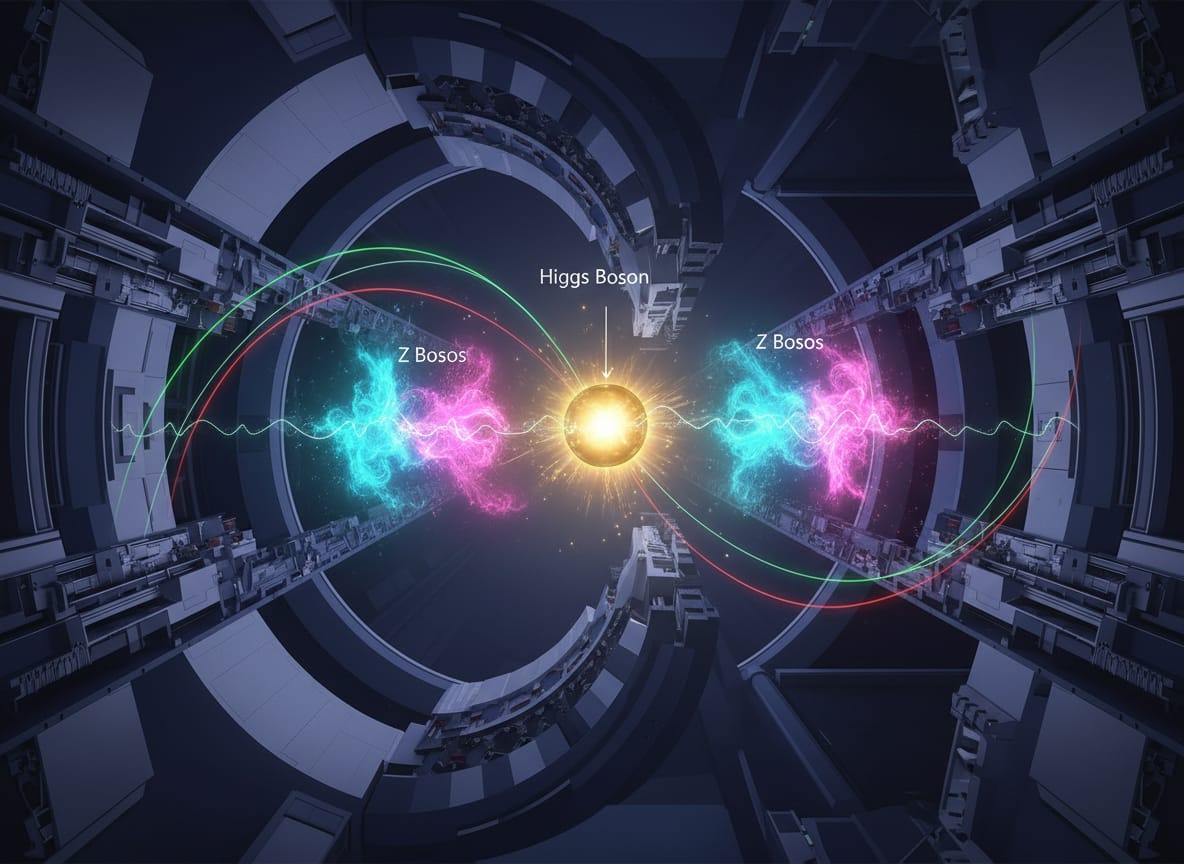 Illustrazione dell'entanglement tra bosoni Z prodotti dal decadimento dell'Higgs
