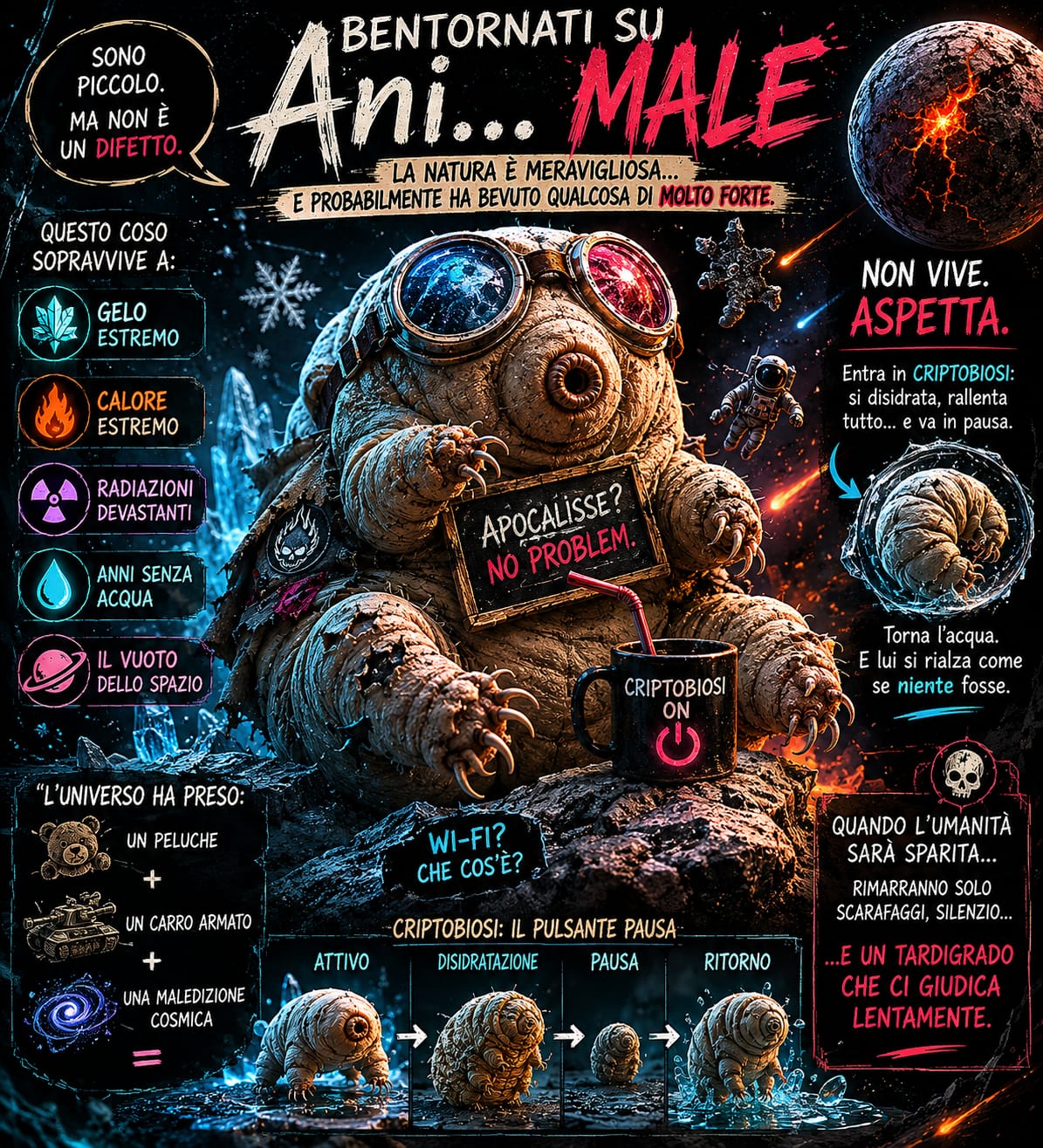 Ani… MALE — Il tardigrado: il peluche immortale dell’apocalisse