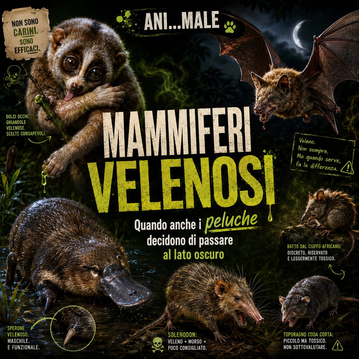 Mammiferi velenosi: quando anche i peluche decidono di passare al lato oscuro