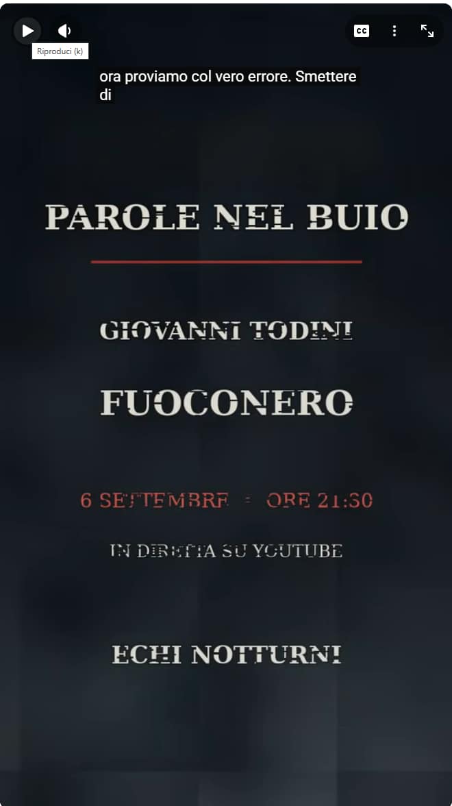 Fuoconero ospite di Echi Notturni: diretta il 6 settembre