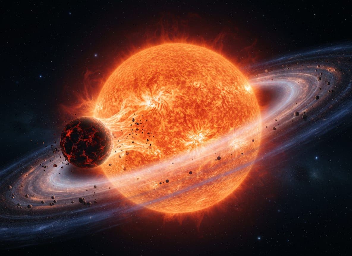 Il giovane Sole ingloba un grande pianeta roccioso nel Sistema Solare primordiale.